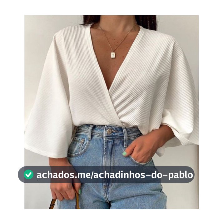 Blusa Feminina Transpassada Manga Morcego em Malha Canelada Premium