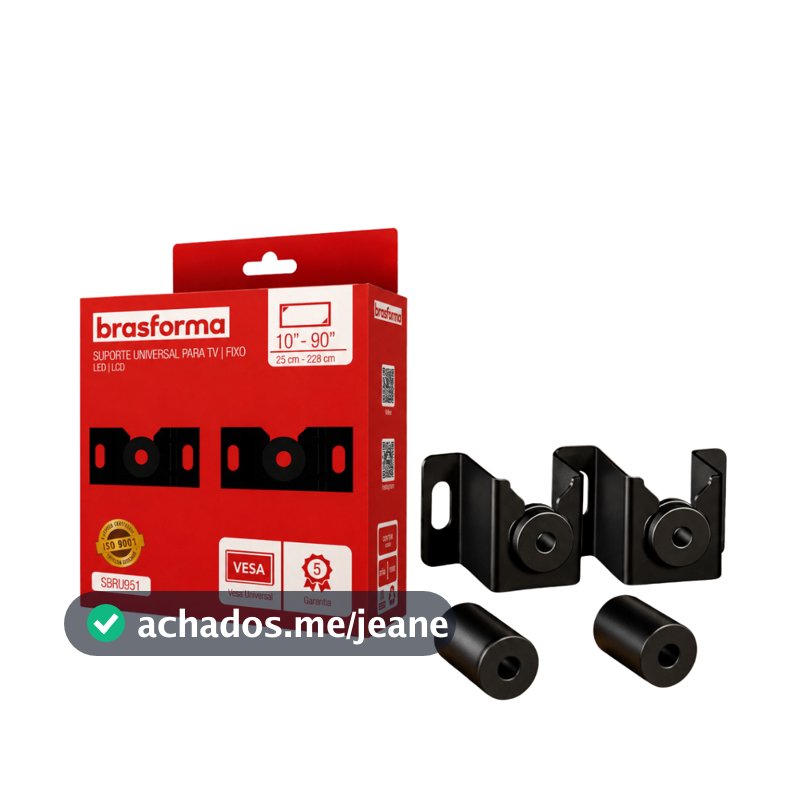 Kit c até 5 Suporte TV Universal Fixo SBRU951 Televisão Smart LED LCD 4K TV Parede 32 a 90 Polegadas