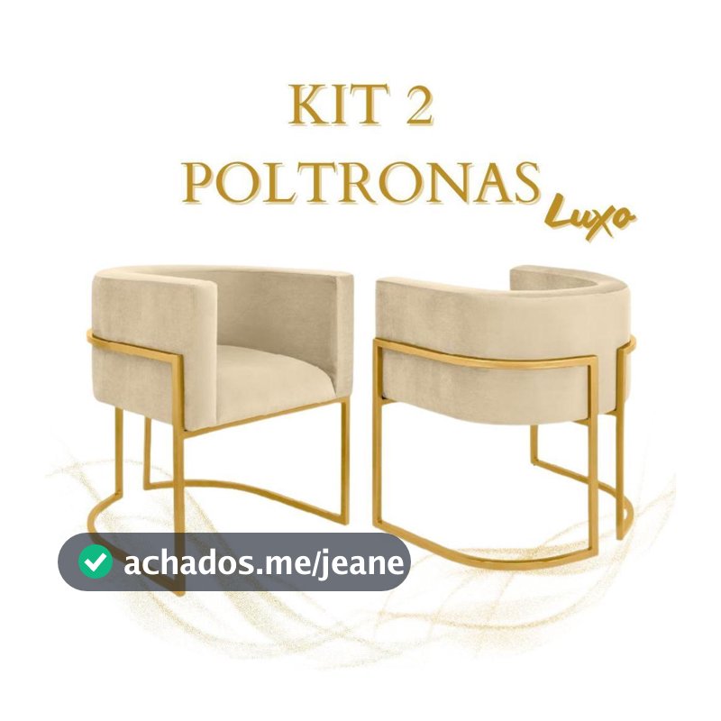 kit 2 Poltronas Decorativa Cadeira para Clinica Recepção Consultório Base em Metal Luxo