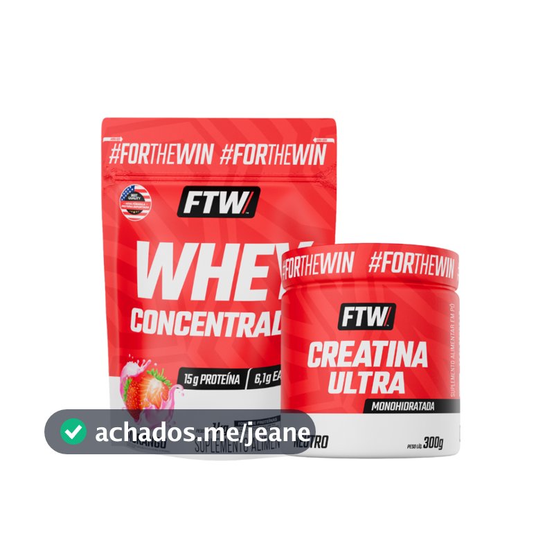 Kit Whey Concentrado 1kg +  Creatina Ultra Pote 300g - FTW