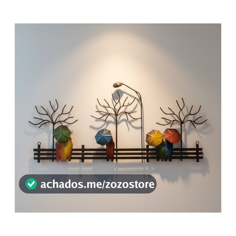 Quadro Decorativo Em Ferro Guarda Chuva Colorido