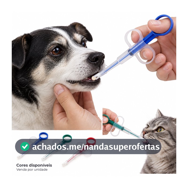 Aplicador de Comprimidos para Cães e Gatos Seringa Pet