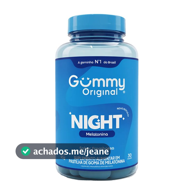 Gummy Night Melatonina em Goma Sabor Framboesa 30 Gomas Auxilia o Sono