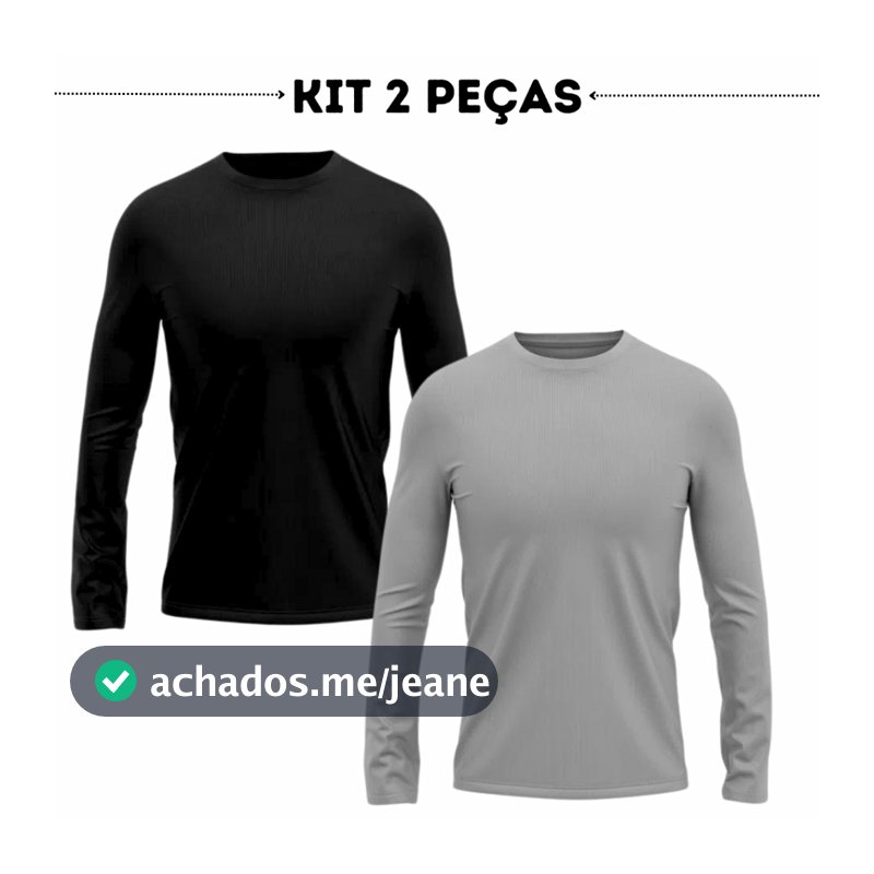Kit 2 camisa masculina blusa manga longa