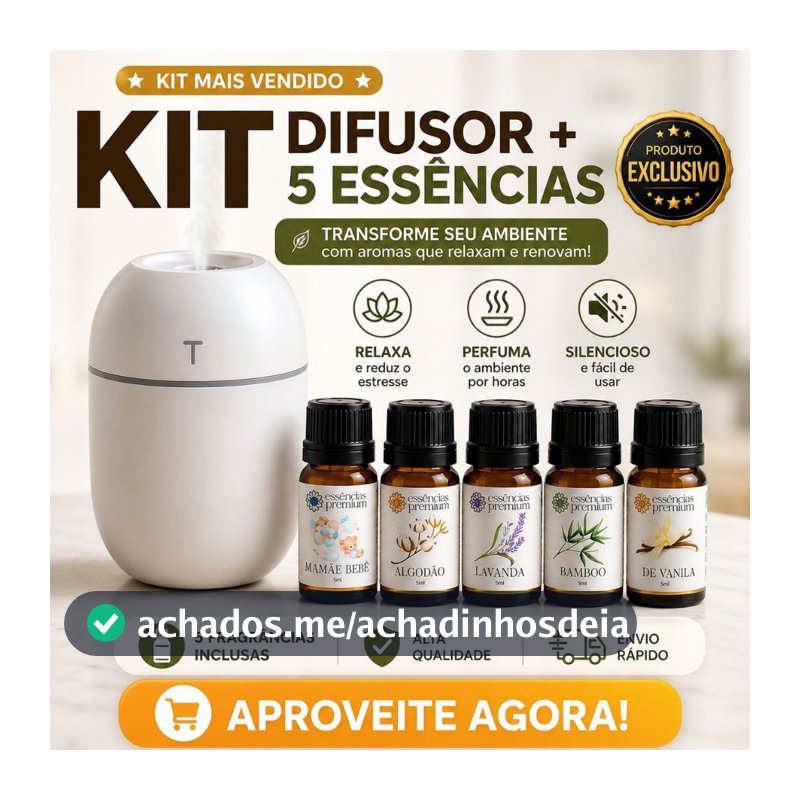 Kit Mini Umidificador Difusor Aromatizador Ambiente  Egg com Essências | 1 Umidificador + 5 Essências