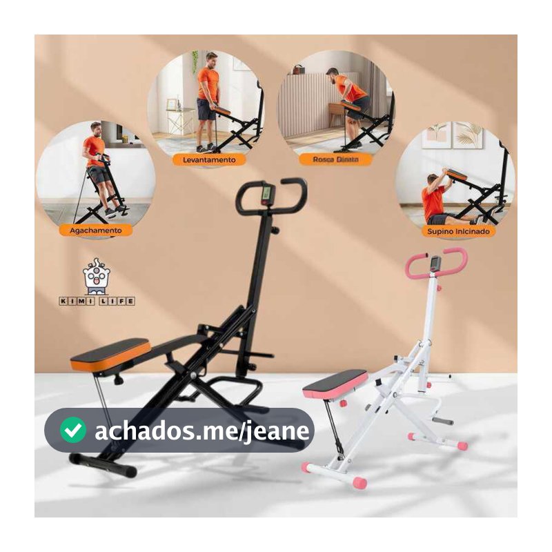 Máquina De Agachamento Simulador De Remo Dobrável Fitness Exercício em Casa Contagem inteligente