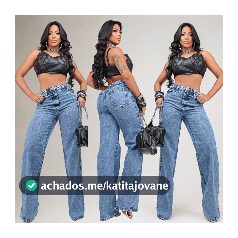 Calça Wid Leg Jeans Feminina Cintura Alta 100% Algodão Premium