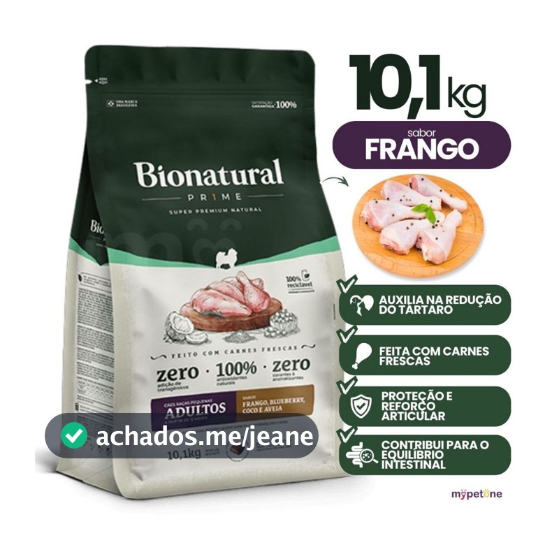 Ração Bionatural Prime Frango Cães Raças Pequenas 10,1kg