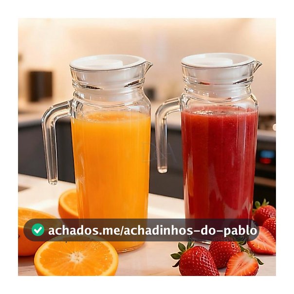 2 Jarras de Vidro Suíça 1L Com Tampa Água Suco Vidro Resistente 1 Ou 2 Jarras