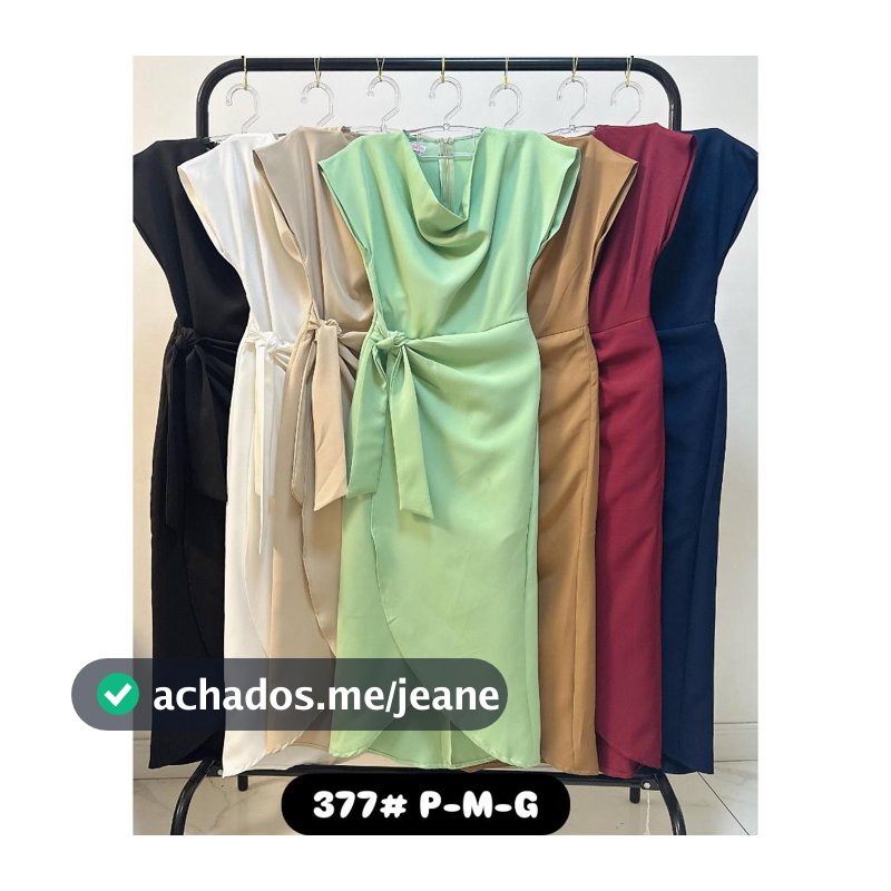 Vestido Feminino Alfaiataria Midi Transpassado com Faixa na Cintura  PMG