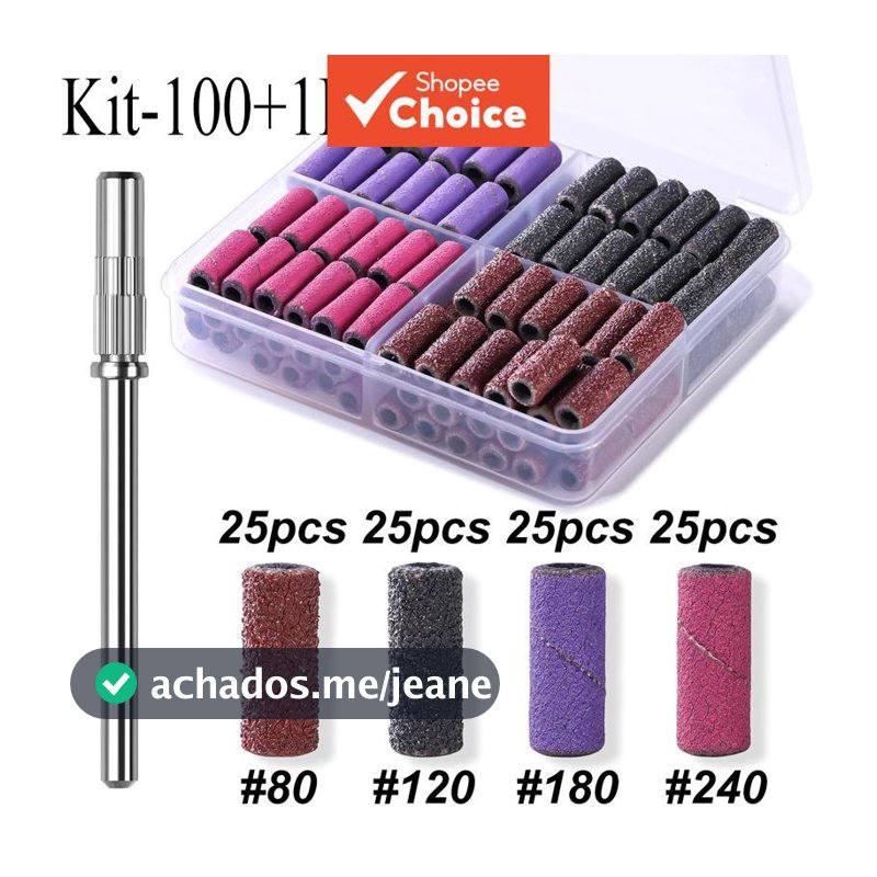 Kit-100+1 unidade de mini bandas de anel de lixa com 4 granulações e mandril de 3mm, acessórios para esmerilhador de