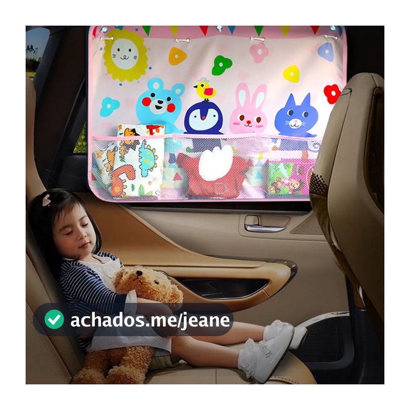 Cortina Solar Automotiva Anti-UV Ajustável para Janela de Carro Proteção Infantil Verão