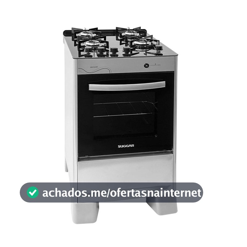 Fogão Suggar Neo Glass 4 Bocas Prata FGVNG410 Bivolt