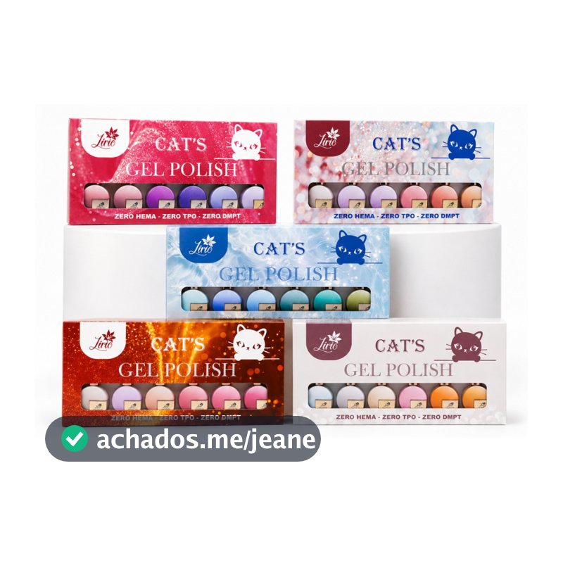KIT 6 Esmaltes Gel Magnéticos Sem TPO e DMPT 5 Paletas de Cores Lirio 18ml Efeito Olho de Gato