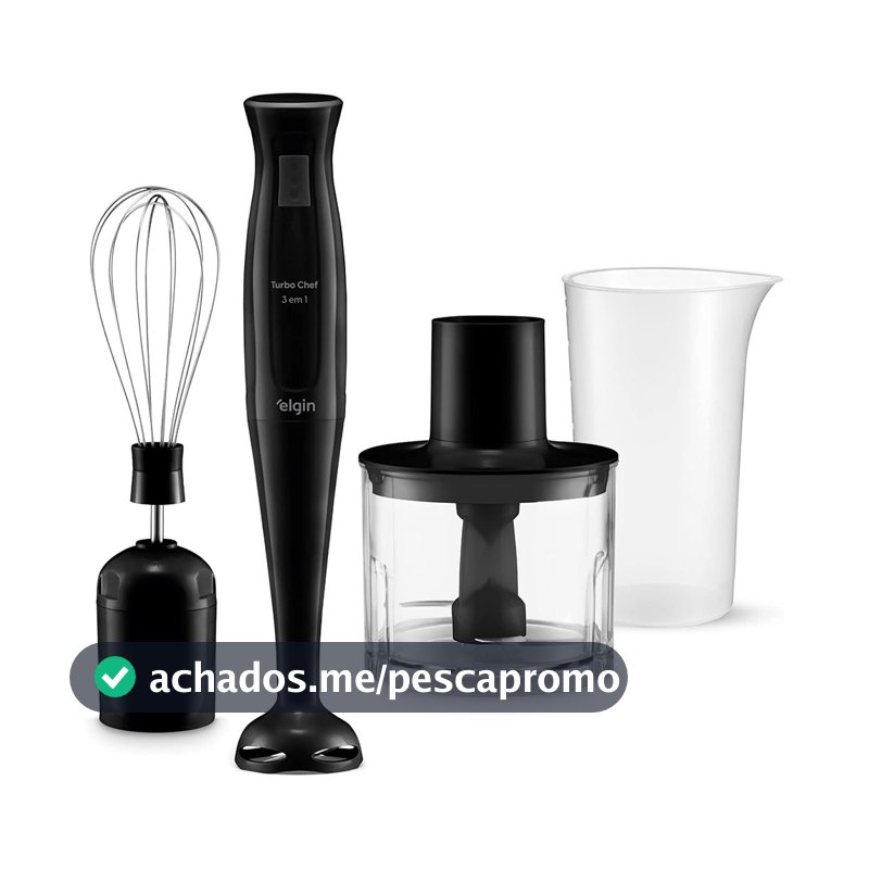 Mixer Elétrico Triturador Desmontável Liquidificador Chef MIX-20 3 em 1 200W  Preto Elgin - 127V