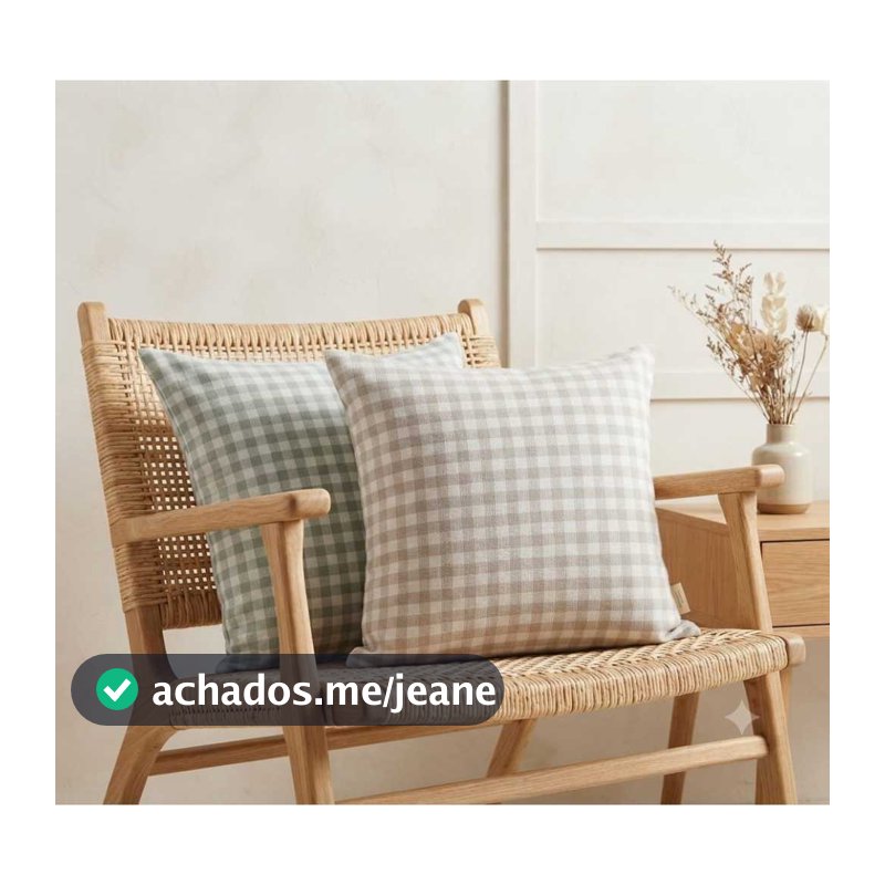 Capa De Almofada Decorativa Farmhouse Xadrez 45x45cm