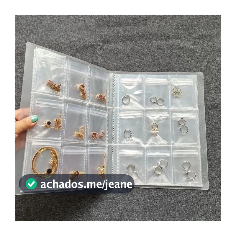 84/160 Grade Transparente Livro De Armazenamento De Jóias Auto Vedação Saco Para Colar Anel Foto Cartão Organizador