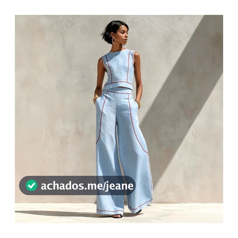 Elegante Conjunto De Blusa Listrada Sem Mangas Com Gola Redonda E Calças Largas Bolsos De Cintura Alta 202608A