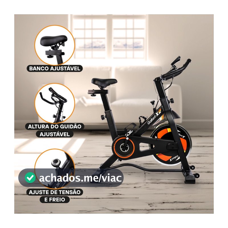 Bicicleta Ergométrica Gallant Elite X Spinning Roda De Inércia 8Kg Ate 110Kg Mecânica (GSB08HBTA-PT)