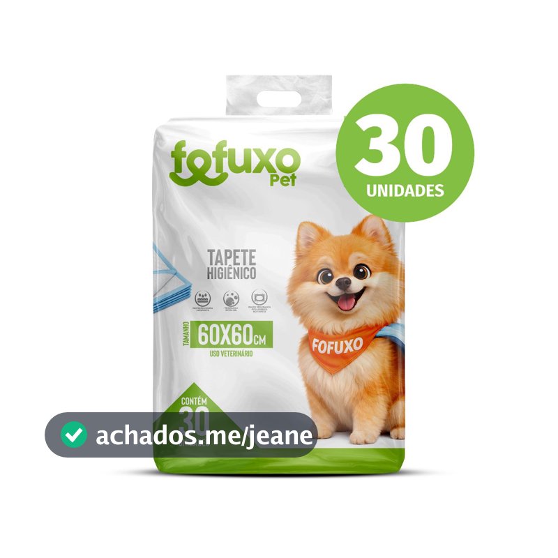 Tapete Higiênico Slim Fofuxo 30 Unidades 60cm x 60cm | Cães Todos os Portes Fralda Pet Xixi