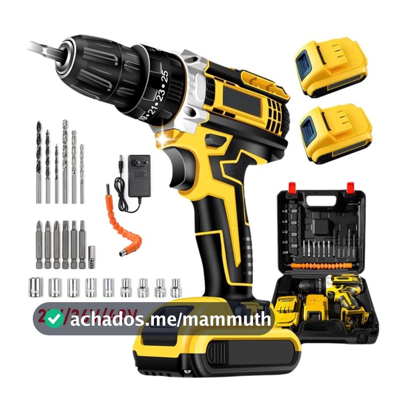 Parafusadeira Furadeira 3.6V/12V/21V/36V/48V 2 Baterias Com Acessorios Completo