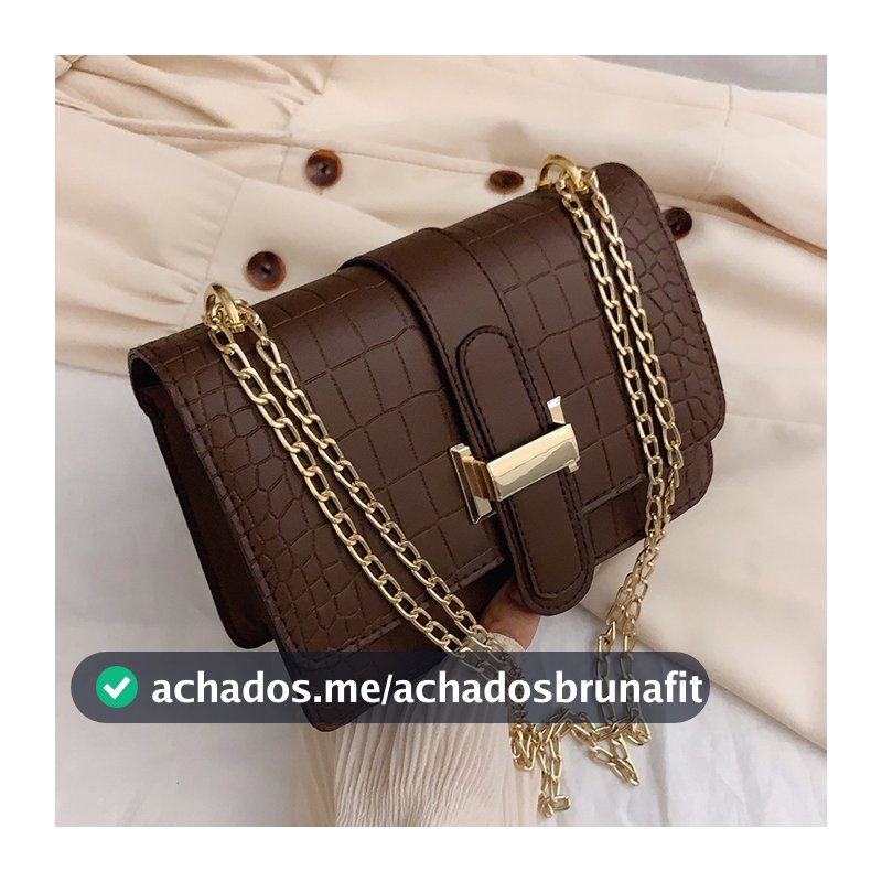 Modelo 9033, bolsa feminina de ombro em PU com corrente, estilo fashion e com textura de pedra.