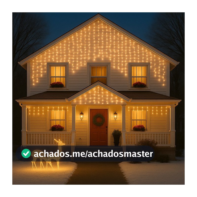 Cascata Natal 400 Lâmpadas LED Com 8 funções Fio Branco Pisca Pisca Decoração Iluminação