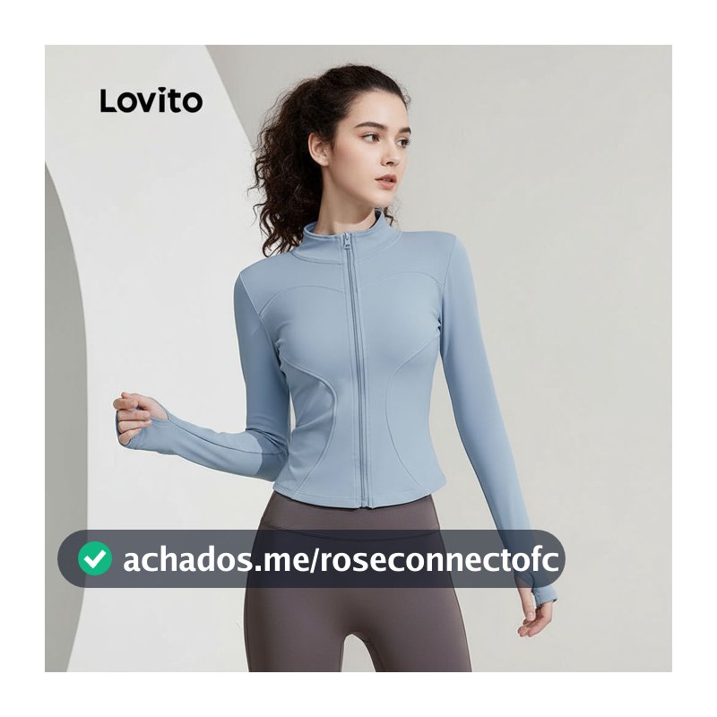 Lovito Casual Jaqueta Esportiva Confortável Elástica Flexível para Yoga Top Modelagem Ajustada Secagem Rápida LNA124047