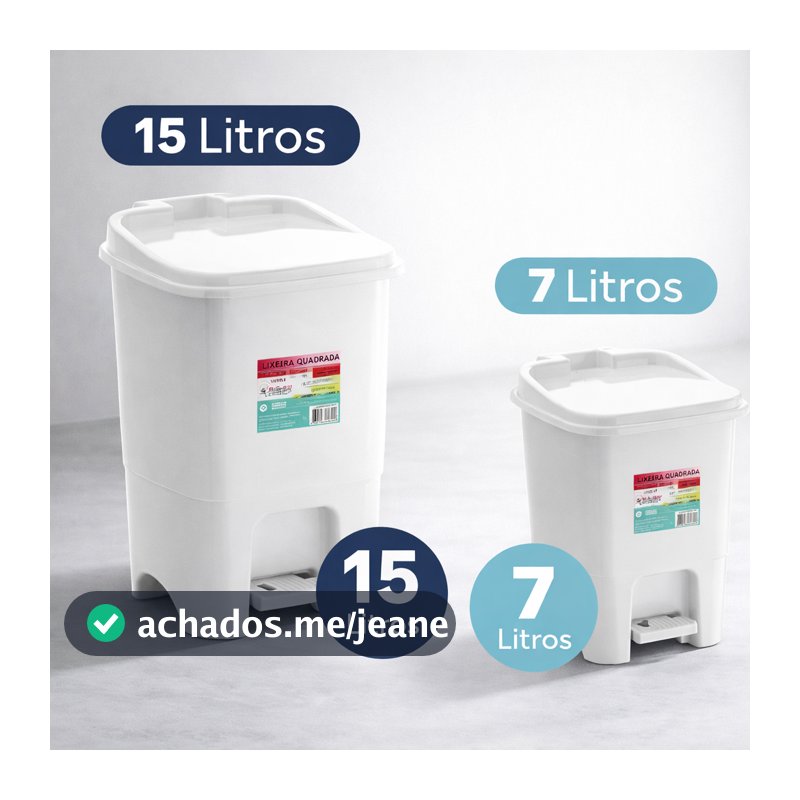 Lixeira Com Pedal Branca Plástica Multiuso Reforçada Escritório Banheiro Cozinha