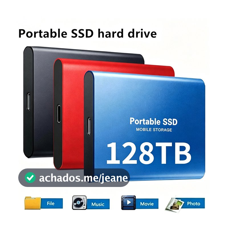 SSD Portátil Original 128T 1 Tb 4 8 16T 32 64 USB 3.1 Tipo-C Unidade De Estado Sólido Móvel Externa De Alta Velocidade