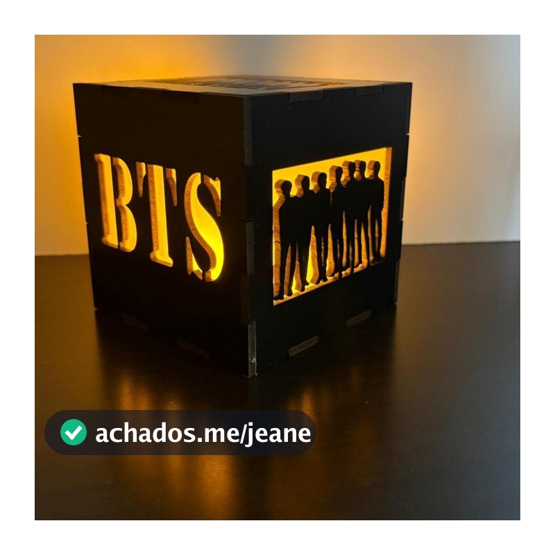 Luminária Cubo Led BTS Em MDF Decorativa Presente Kpop Army Quarto