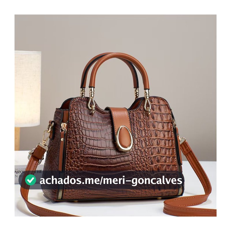 Bolsa Feminina Estruturada Croco Premium com Alça Transversal e Detalhes Dourados ✨ NO-2022