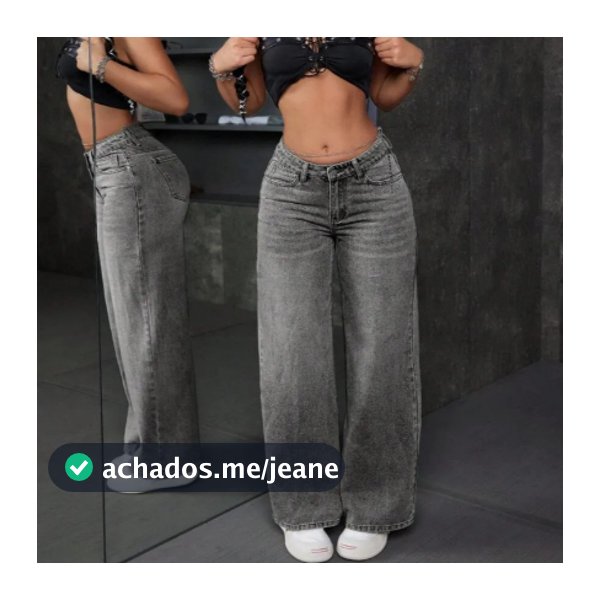 Calça Jeans Wide Leg Marmorizada Grafite Cintura Alta Levanta Bumbum 34 ao 46 Perna Larga Pantalona