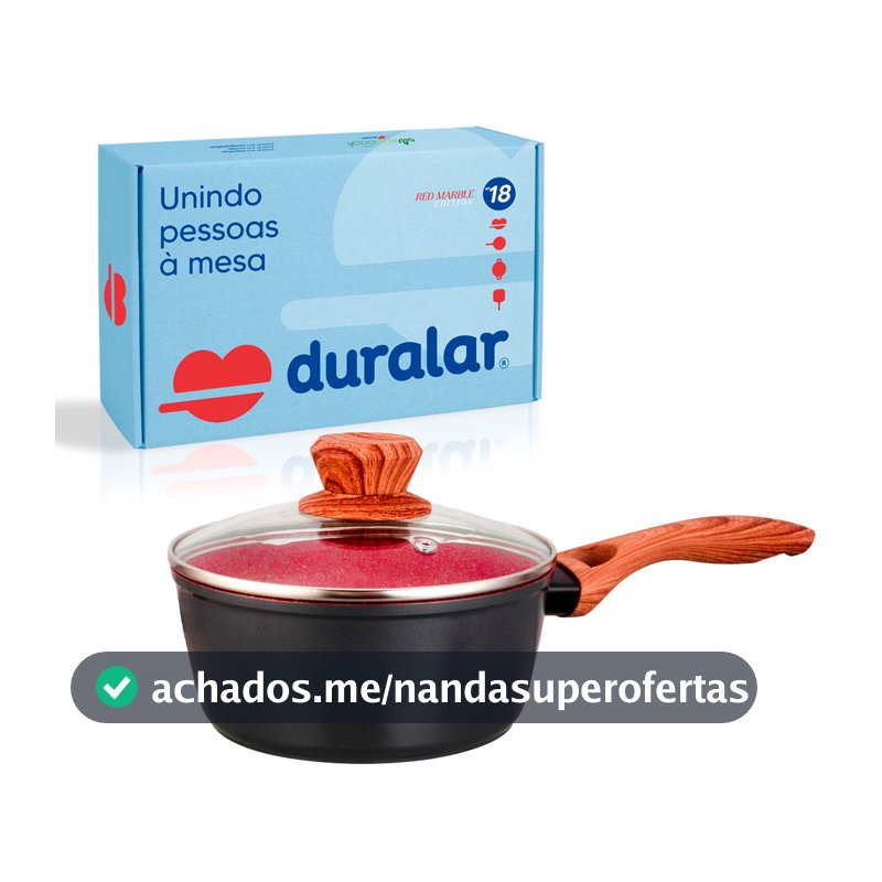 Panela Com Cabo Cerâmica Antiaderente N18 Red Marble Duralar