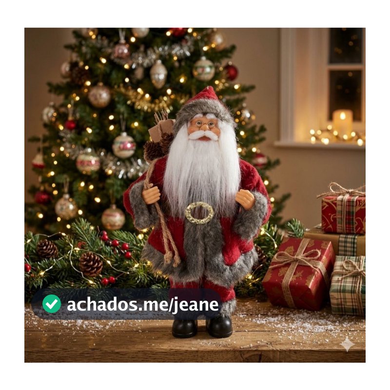Papai Noel 30 cm Em Pé Enfeite Natalino Decoração Presente Festas Natal Boneco Decorativo
