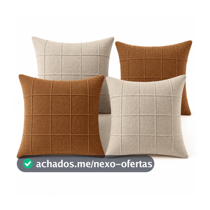 Kit 4 Capas de Almofada Decorativa Linho 40x40 Zíper Rústica Toque Macio Sofá Sala Quarto Decoração