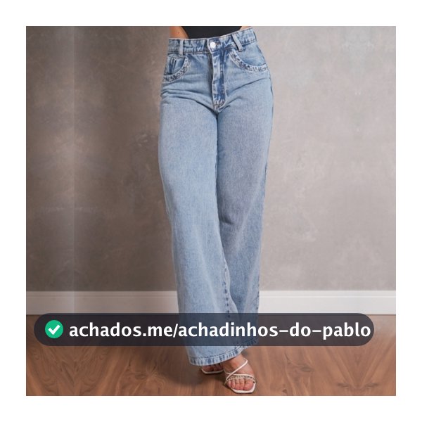 Calça Jeans Feminina Wide Leg Shopee Gaven Cintura Alta Tecido Grosso Marmorizada Linha Premium