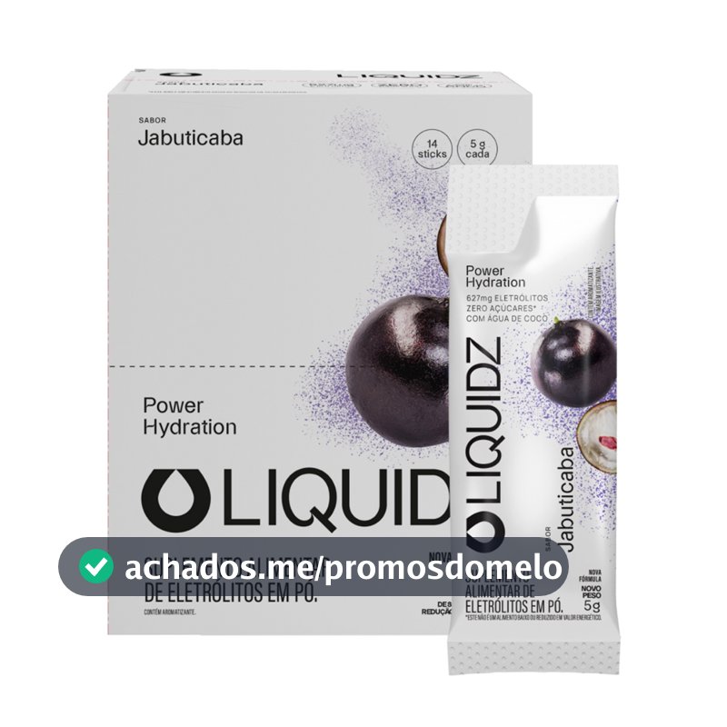 LIQUIDZ® - Eletrólitos Zero Açúcares - Sabor Jabuticaba - Kit 1 Caixa - 14 sachês