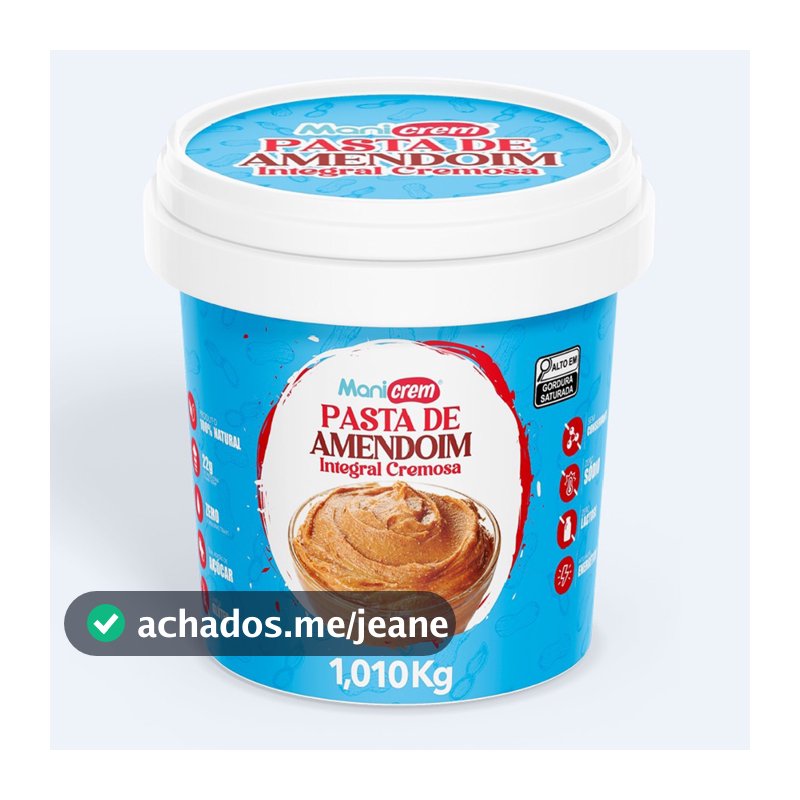 Manicrem Pasta De Amendoim Integral 100% Amendoim - 1kg