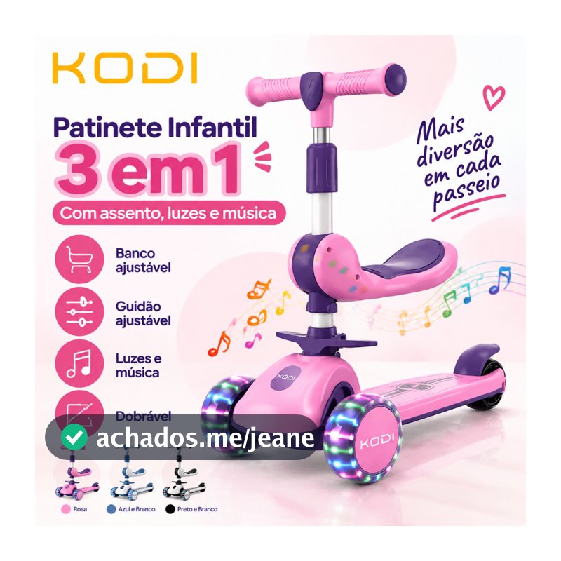 Patinete Infantil 3 em 1 | 1 a 12 Anos | Menino e Menina | Primeiro Patinete do Bebê