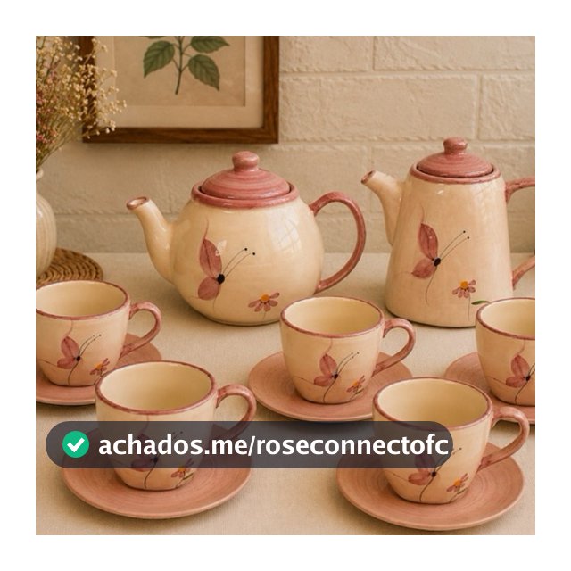 Kit Xícaras 200ml com Pires em Cerâmica + Chaleira ou Bule Borboleta