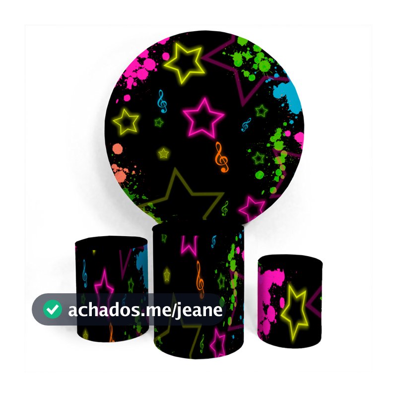 Kit Painel Neon Rave Balada Decoração Redondo Capa Veste Fácil E Capa Trio Cilíndro Personalizado Festa De Aniversário