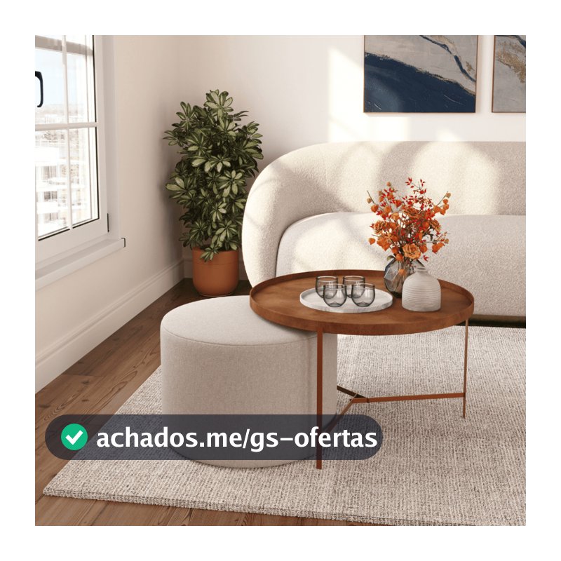 Mesa de Centro Sala Couro e Ferragem Decorativo Para Sala Pés De Ferro