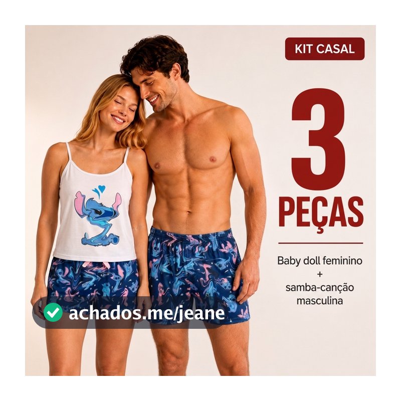 Kit Pijama Casal Kit Mozão Feminino Samba Canção Namorados Personagens