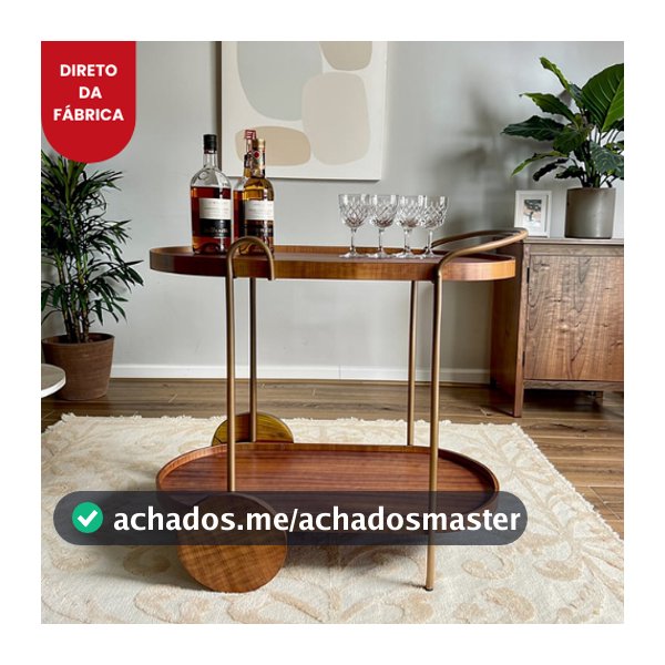 Barzinho carrinho Cristal Multiuso para Bebidas Sala Quarto Escritório