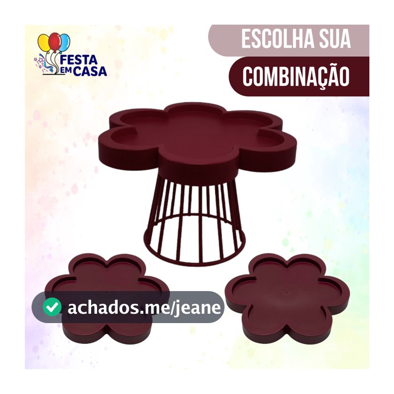Kit Festa Simples - 1 Porta Doce Floratta 25cm e 2 Bandejas Floratta