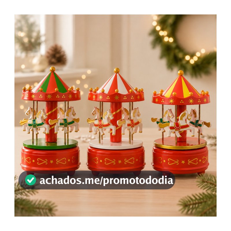 Cenário De Natal em 3 cores - Carrossel com Som e Movimento - 17x11cm - 1 unidade
