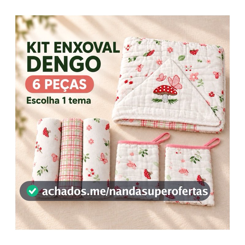 Kit Enxoval Bebê 6 Peças Toalha Banho Capuz + 3 Cueiros Flanela + 2 Fraldas Boca Algodão Recém Nascido Menino Menina