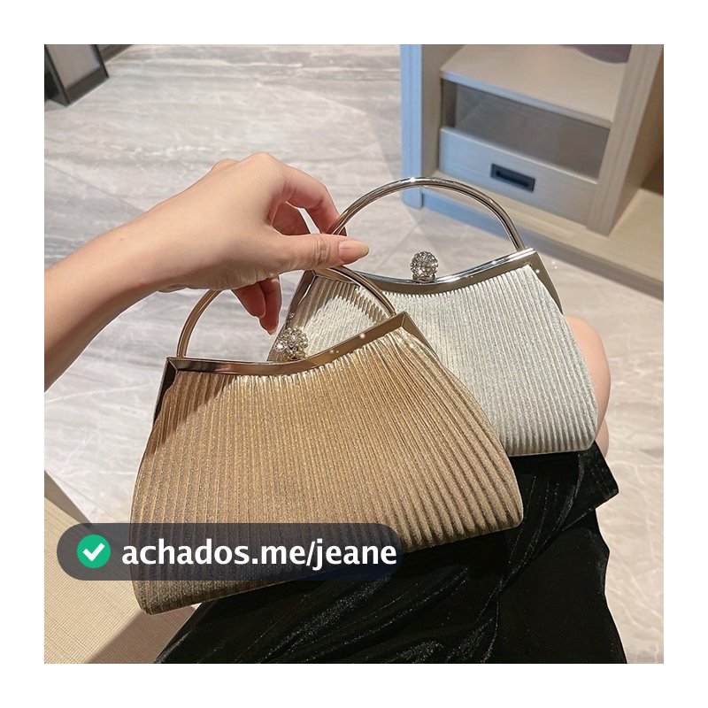 Bolsa Feminina De Festa Franzida Com Alça Corrente Com Strass Para Casamento Baile De Formatura E Jantar