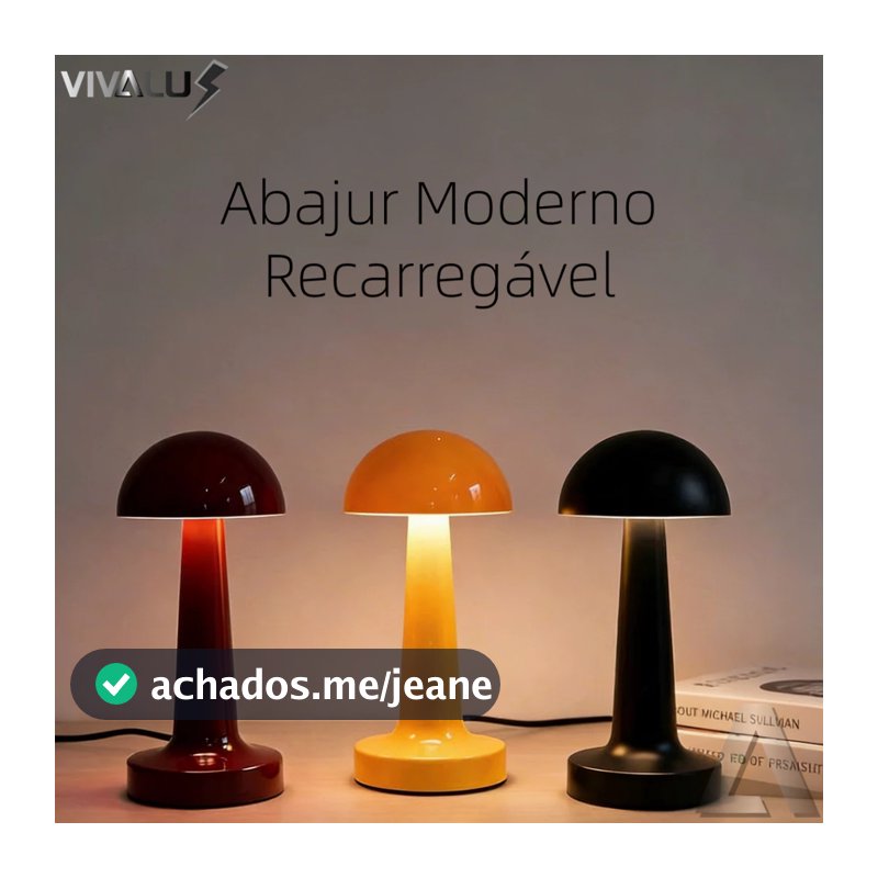 Abajur Cogumelo Moderno Laranja Vermelho Preto Luminária De Mesa Led Portátil Recarregável USB 5V